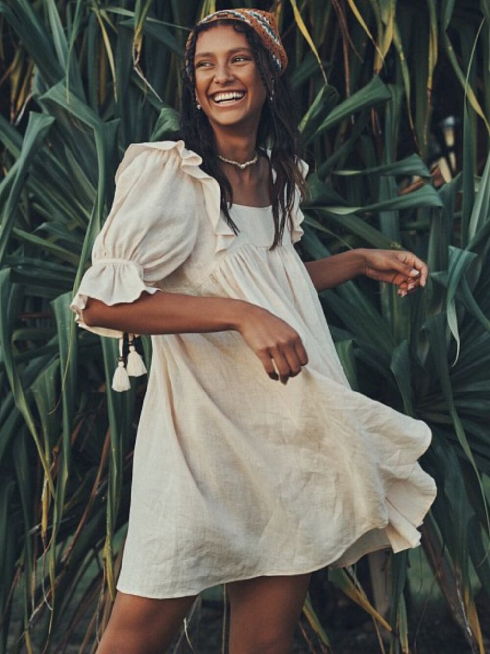 NWT Spell Mae Linen Mini Dress Meringue Small